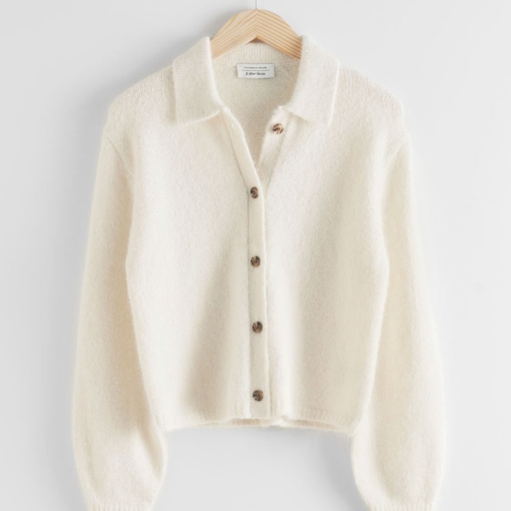 & Other Stories | Collared Alpaca Blend Cardigan | Off White